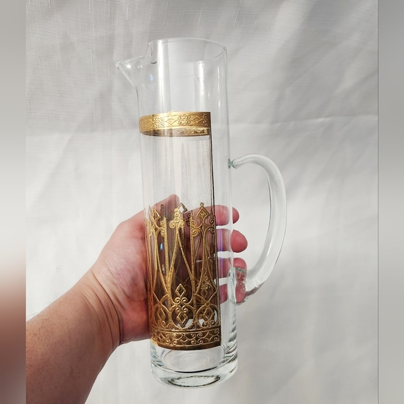 Culver Ltd. 22K Gold Signed VTG Mid-Century Antigua Tall Cocktail Pitcher Valenc - Picture 9 of 16